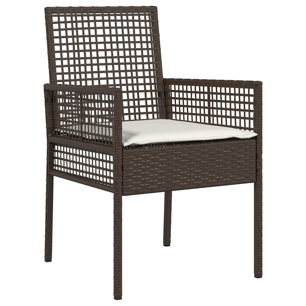 Gartenstuhl mit Kissen 2 pcs Braun 55 x 53 x 85 cm Poly-Rattan