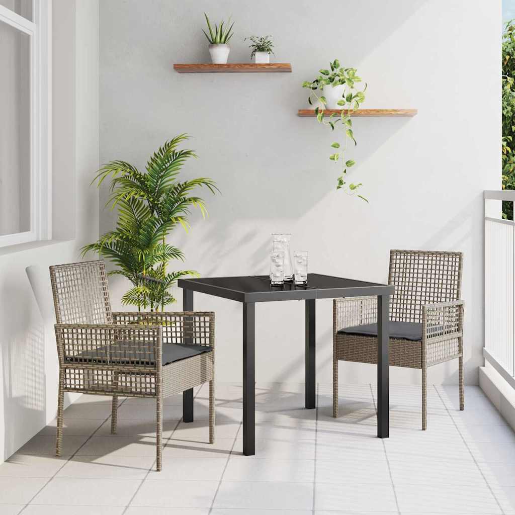 Gartenstuhl mit Kissen 2 pcs Grau 55 x 53 x 85 cm Poly-Rattan