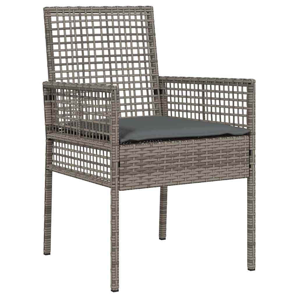Gartenstuhl mit Kissen 2 pcs Grau 55 x 53 x 85 cm Poly-Rattan