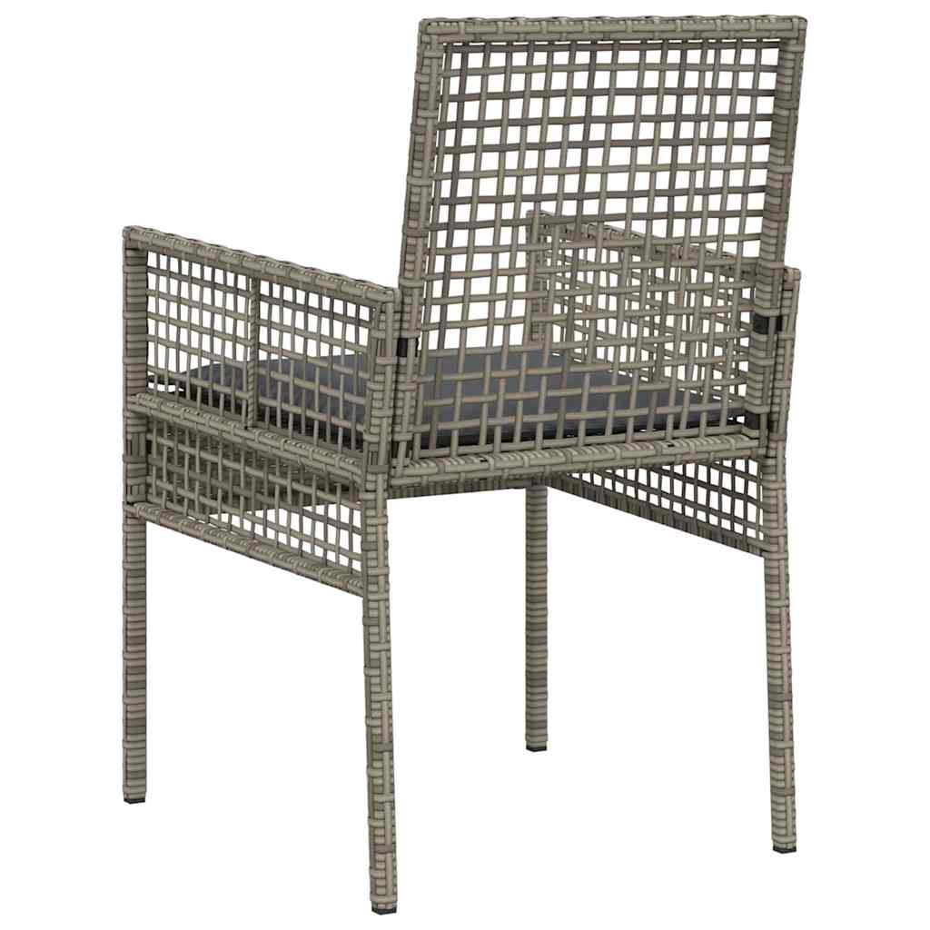 Gartenstuhl mit Kissen 2 pcs Grau 55 x 53 x 85 cm Poly-Rattan