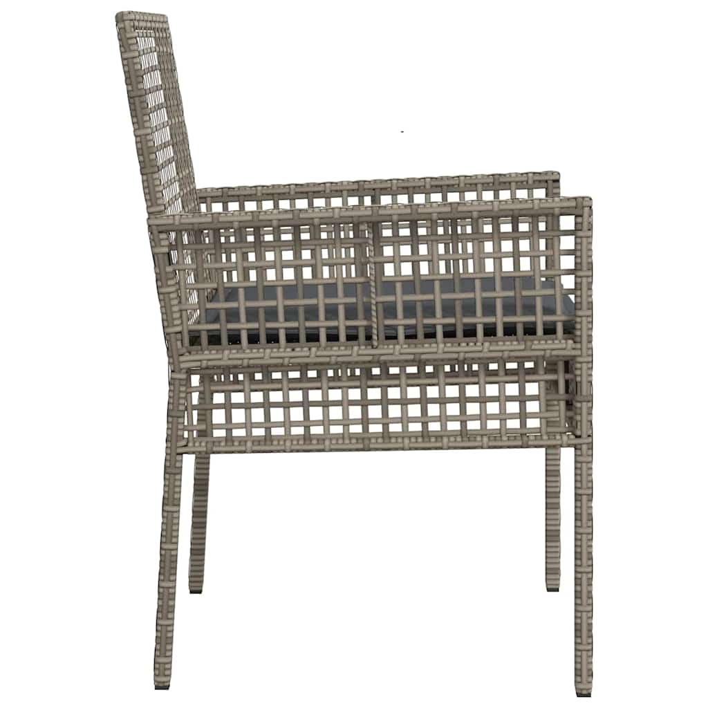 Gartenstuhl mit Kissen 2 pcs Grau 55 x 53 x 85 cm Poly-Rattan