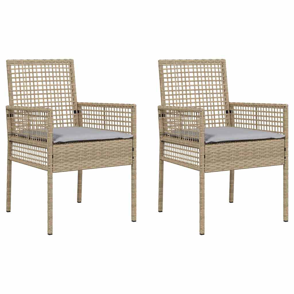 Gartenstuhl mit Kissen 2 pcs Beige 55 x 53 x 85 cm Poly-Rattan
