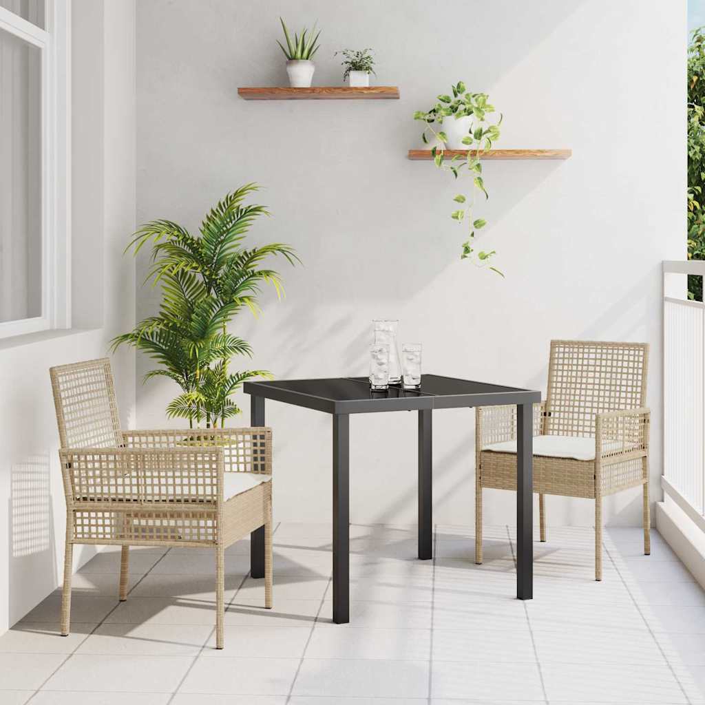Gartenstuhl mit Kissen 2 pcs Beige 55 x 53 x 85 cm Poly-Rattan