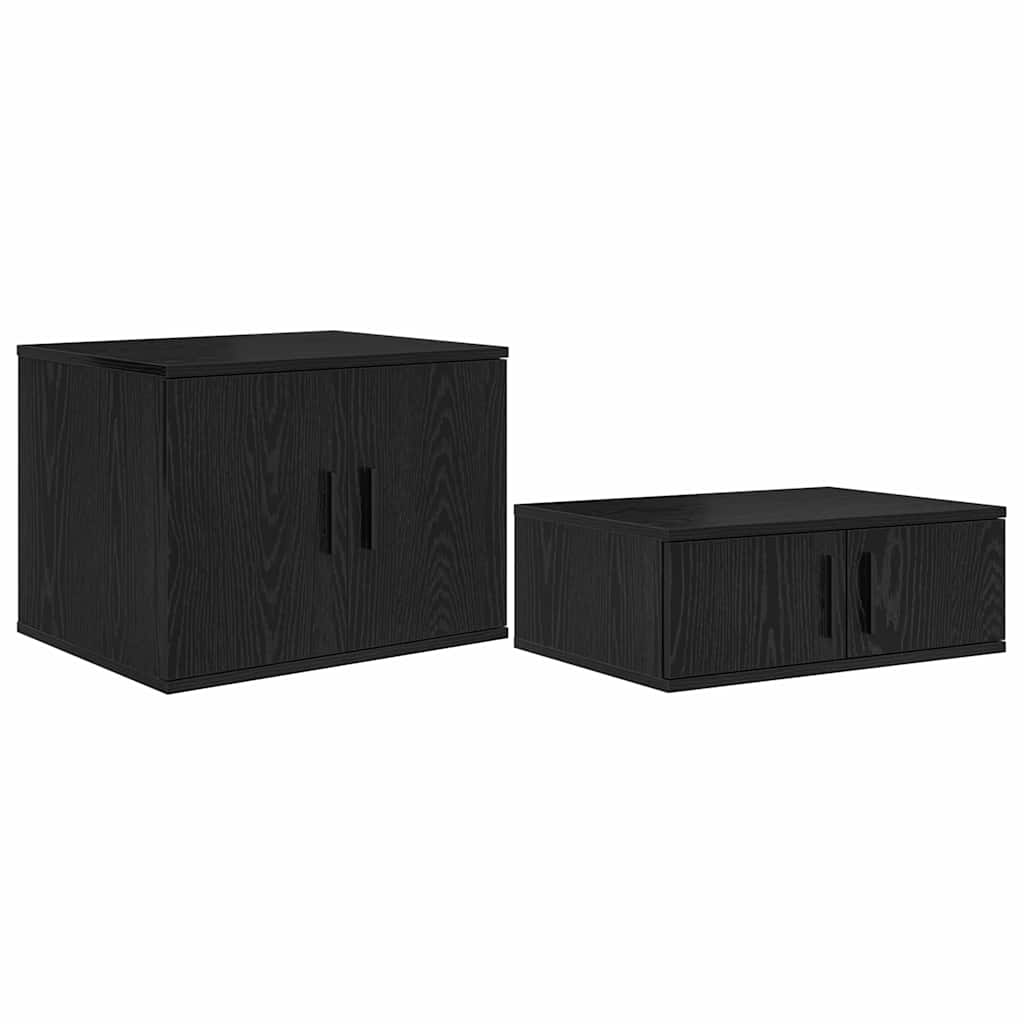 Aufbewahrungsschrank 2 pcs Schwarz Eichen-Optik