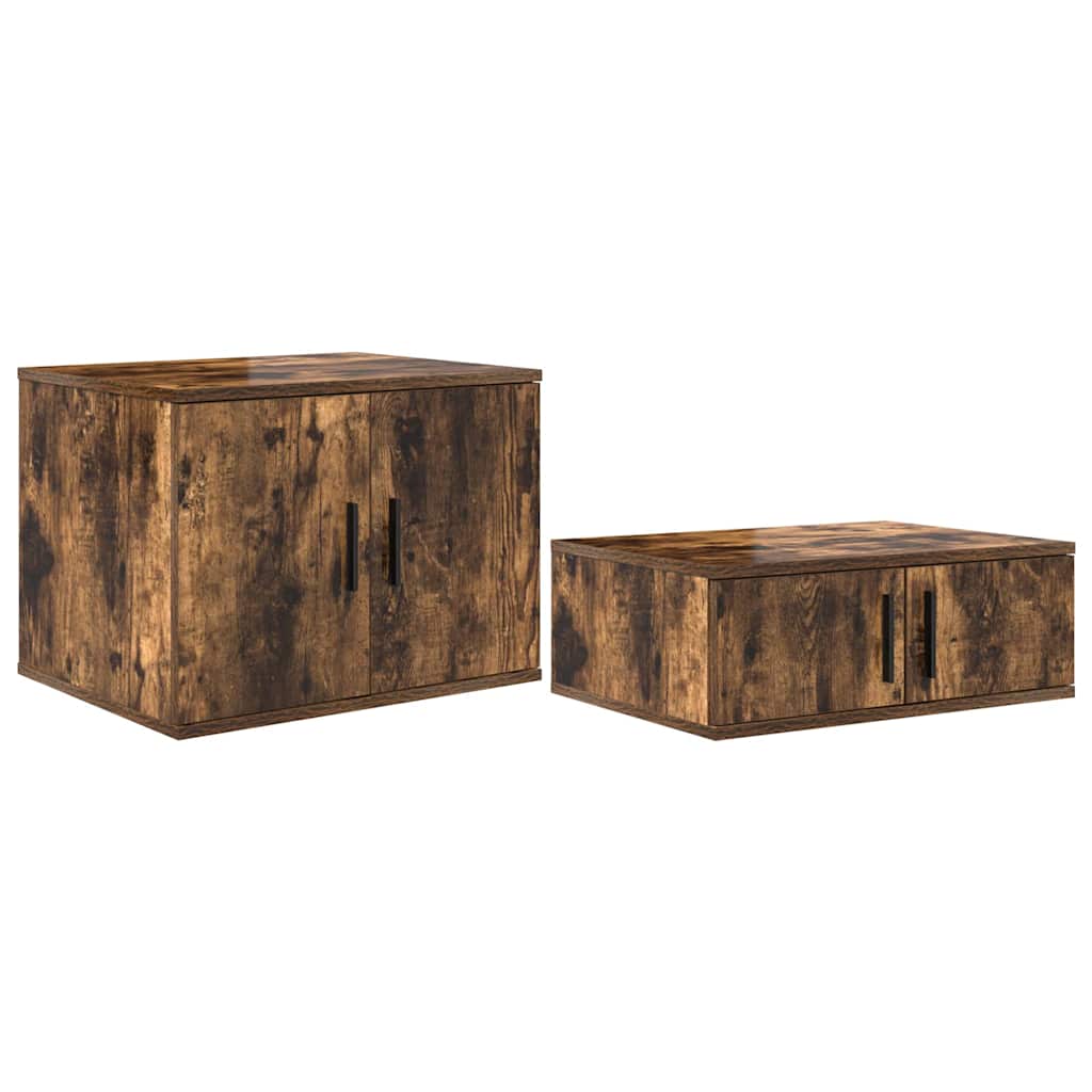 Aufbewahrungsschrank 2 pcs Geräucherte Eiche 127 x 41 x 40 cm