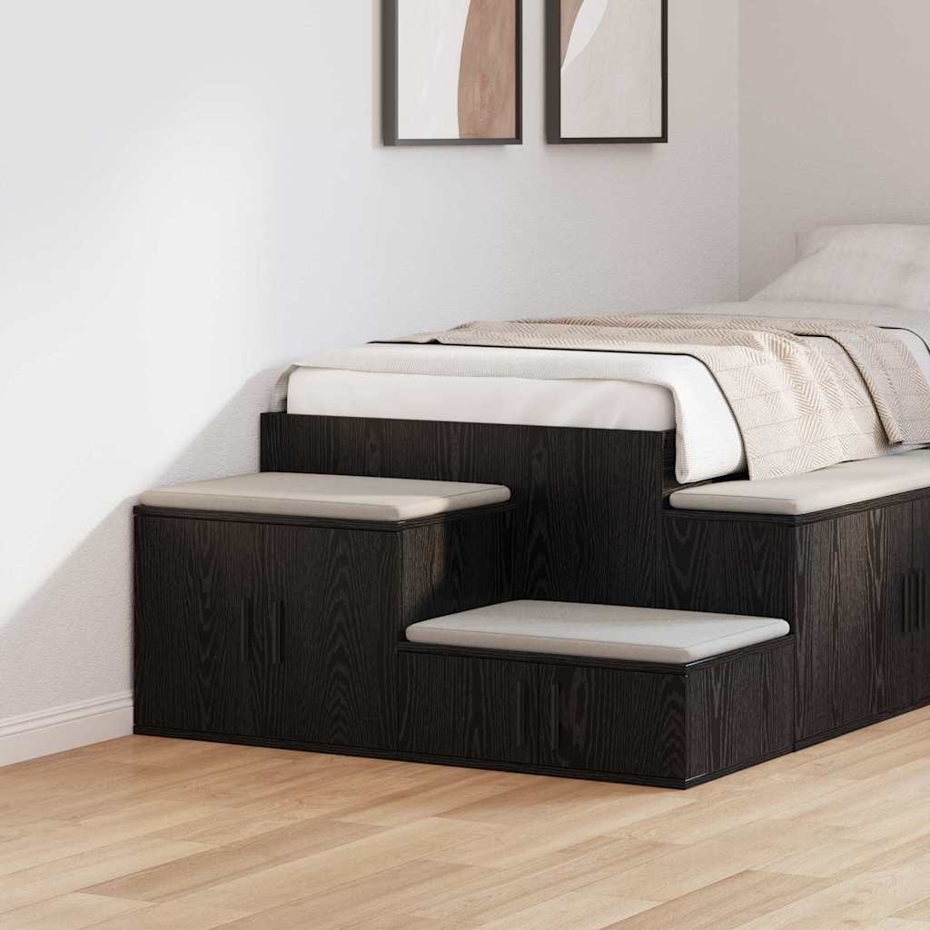 Aufbewahrungsschrank 2 pcs Schwarz Eichen-Optik