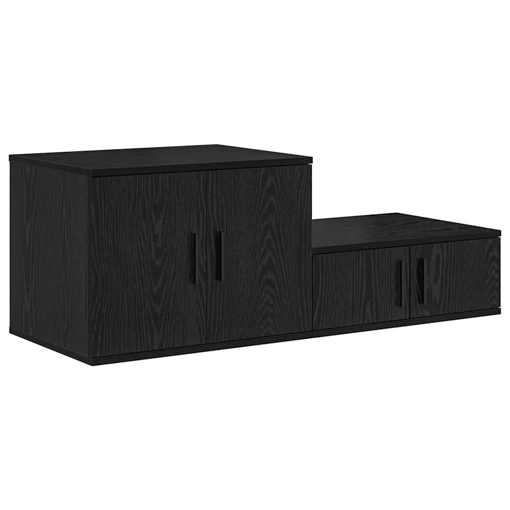 Aufbewahrungsschrank 2 pcs Schwarz Eichen-Optik