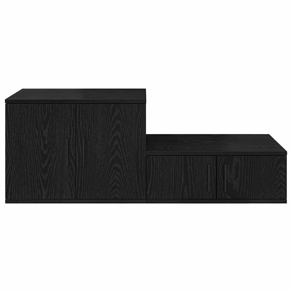 Aufbewahrungsschrank 2 pcs Schwarz Eichen-Optik