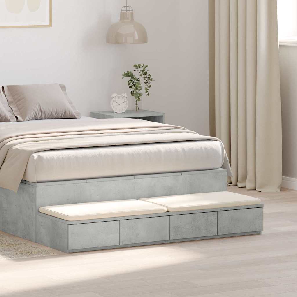 Bettschubladen Beton Grau 120 x 36,5 x 16,5 cm Holzwerkstoff