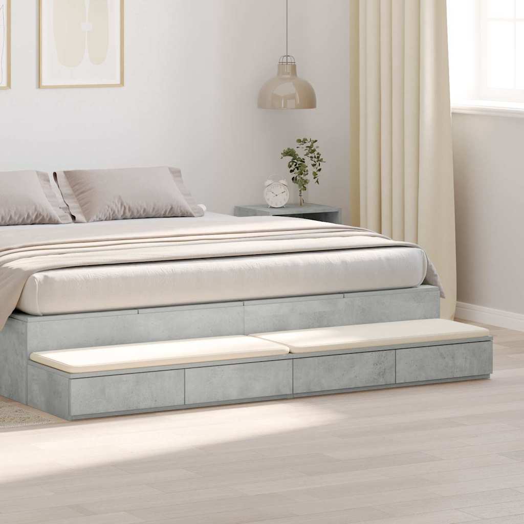 Bettschubladen Beton Grau 180 x 36,5 x 16,5 cm Holzwerkstoff