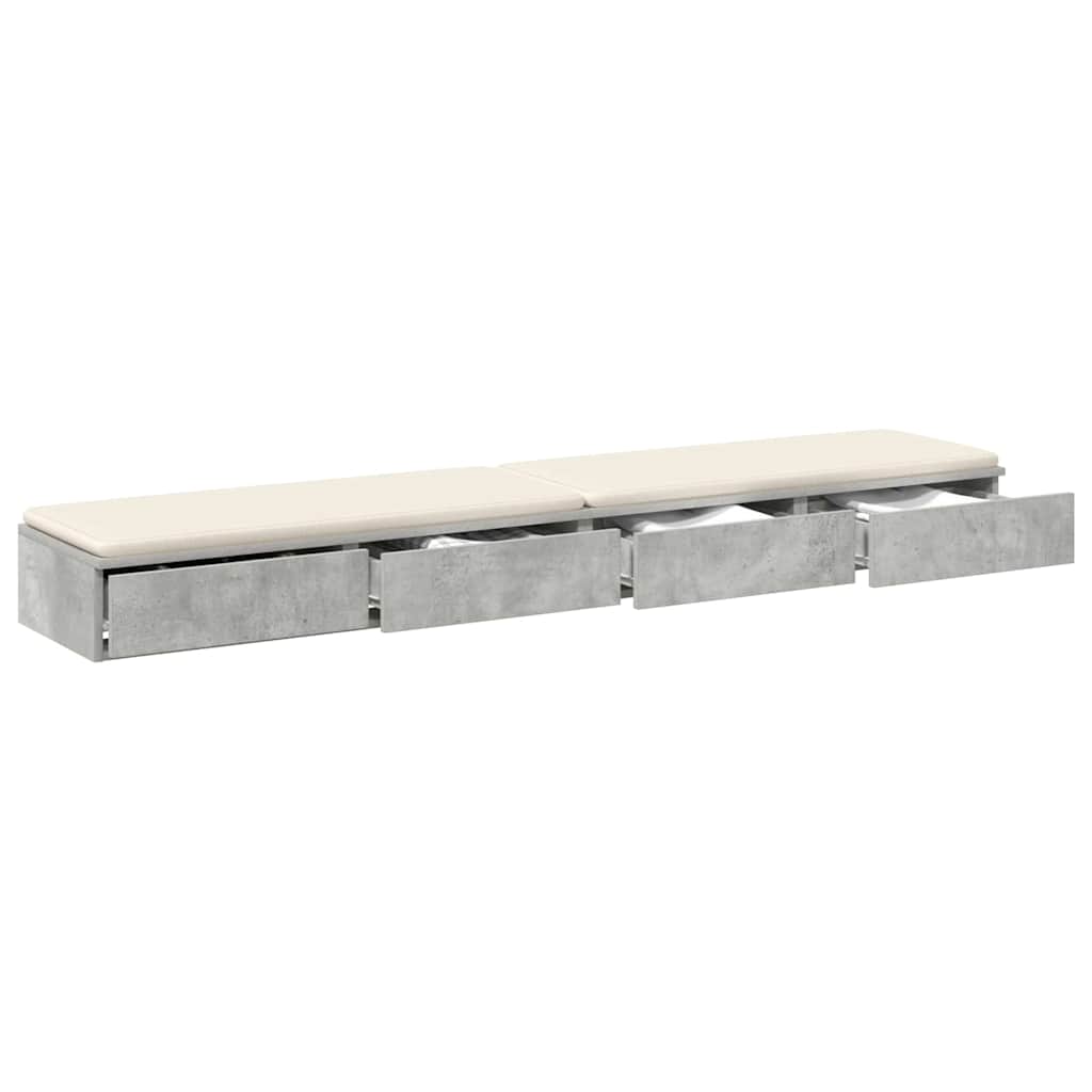 Bettschubladen Beton Grau 180 x 36,5 x 16,5 cm Holzwerkstoff