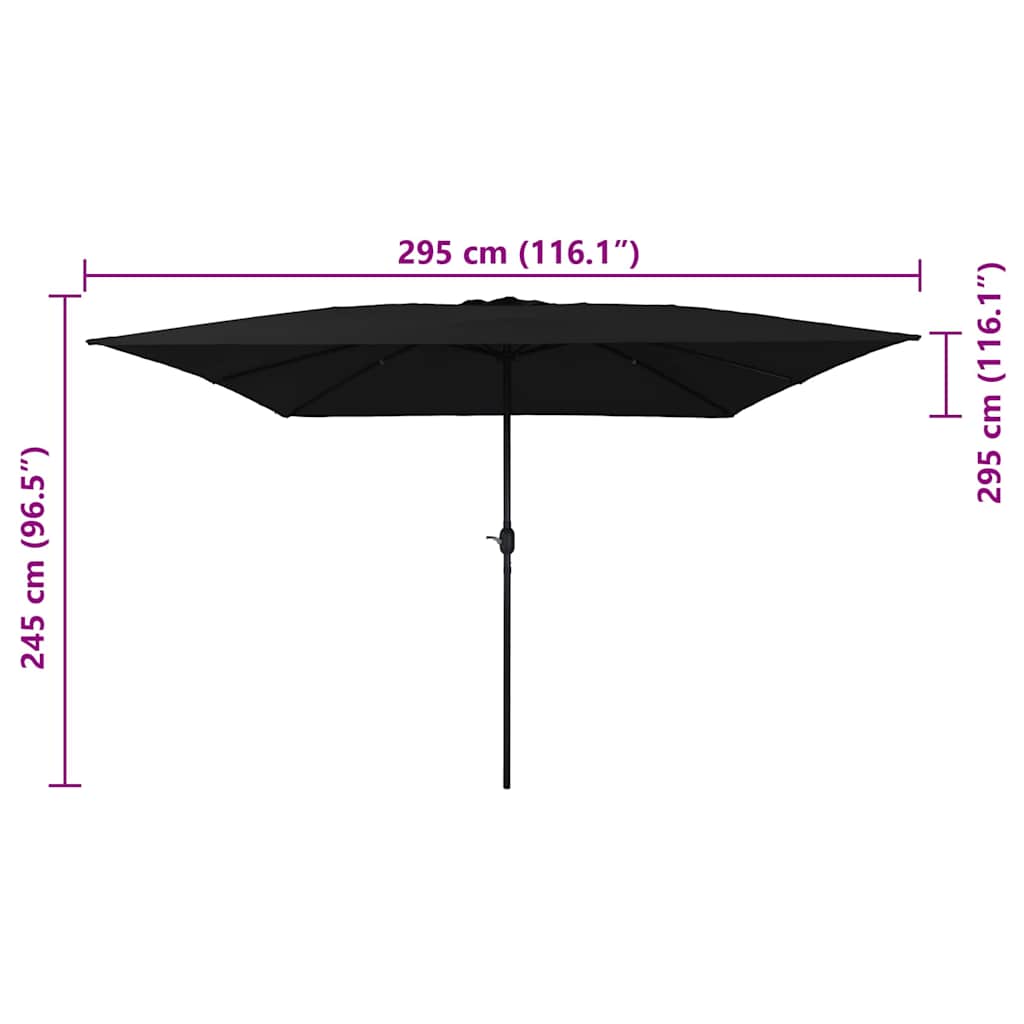 Garten-Sonnenschirm Schwarz 295 x 295 x 245 cm