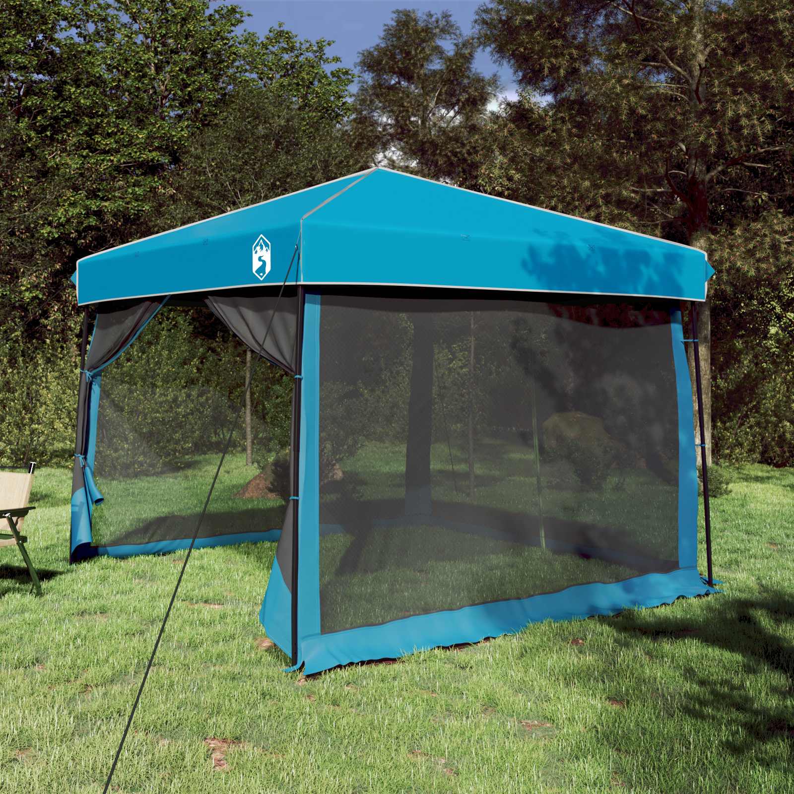 Camping-Zelt-Set mit Dach 2 pcs Blau Taffeta und Stoff