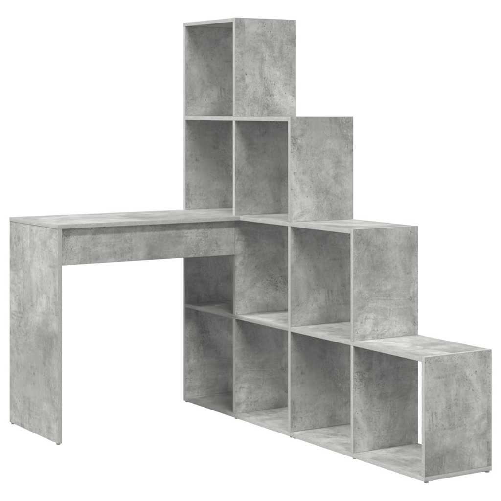 Eck-Schreibtisch mit Regal Beton Grau 101,5 x 149,5 x 149,5 cm