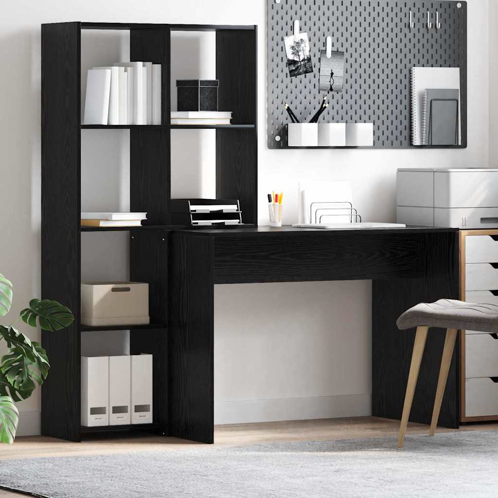 Schreibtisch mit Regal Schwarz Eichen-Optik 138,5 x 55 x 143 cm