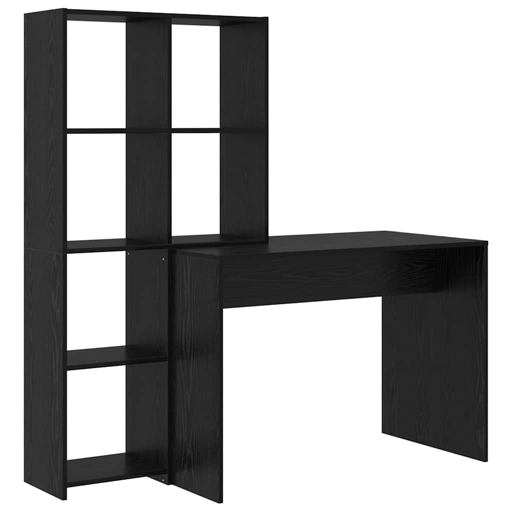 Schreibtisch mit Regal Schwarz Eichen-Optik 138,5 x 55 x 143 cm
