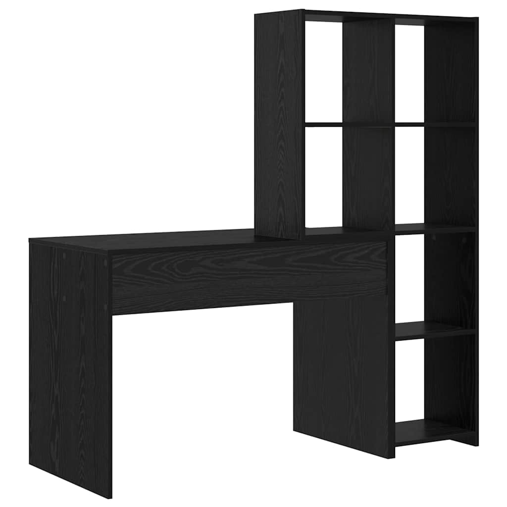 Schreibtisch mit Regal Schwarz Eichen-Optik 138,5 x 55 x 143 cm