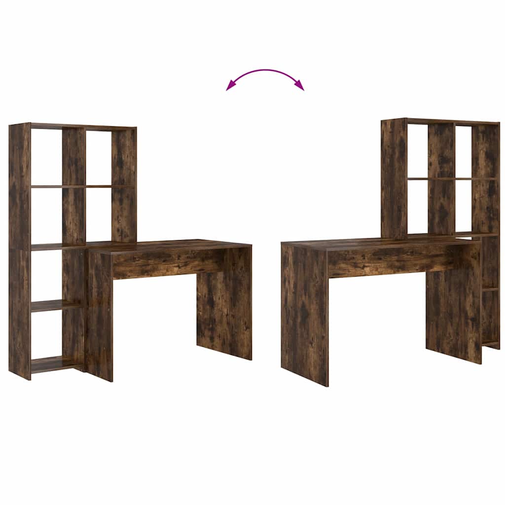 Schreibtisch mit Regal Geräucherte Eiche 138,5 x 55 x 143 cm