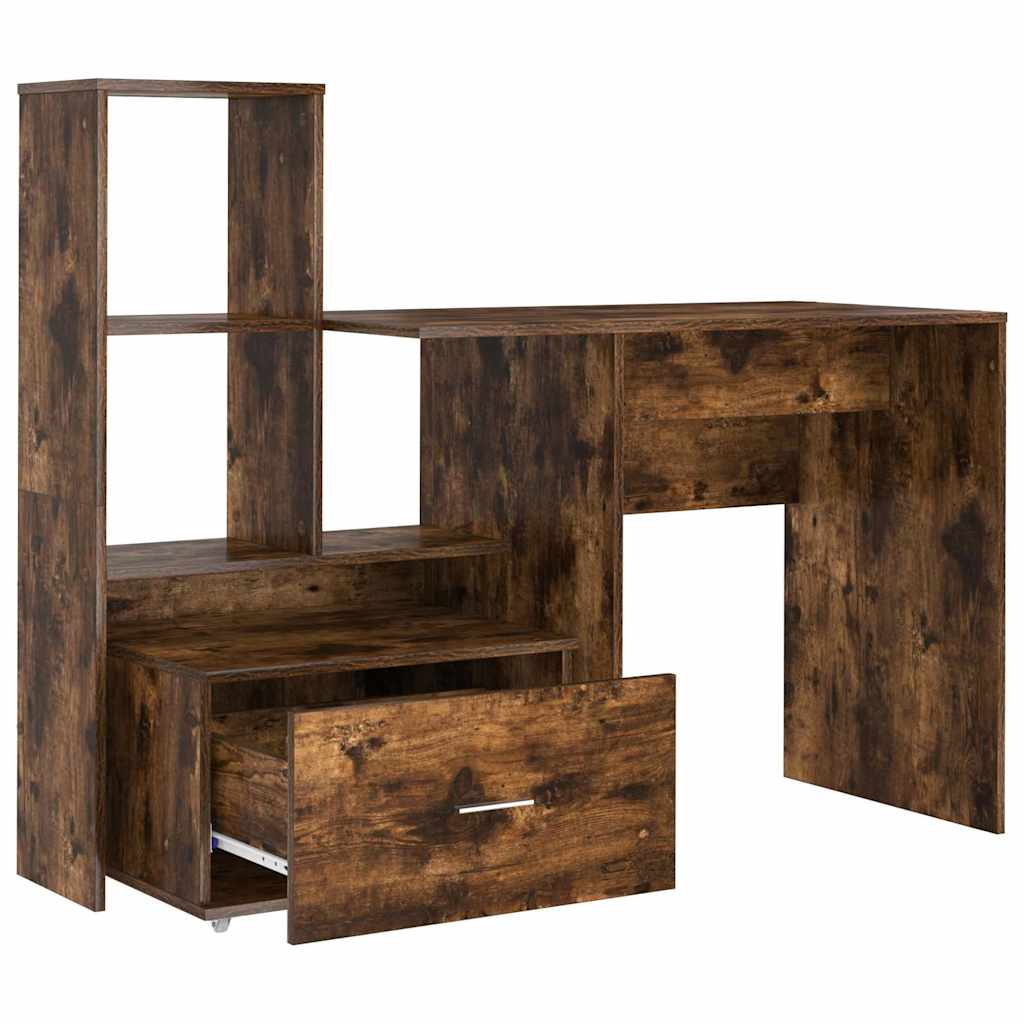 Schreibtisch mit Regal Geräucherte Eiche 131,5 x 50 x 106,5 cm
