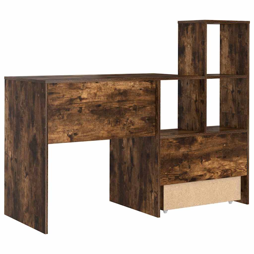 Schreibtisch mit Regal Geräucherte Eiche 131,5 x 50 x 106,5 cm