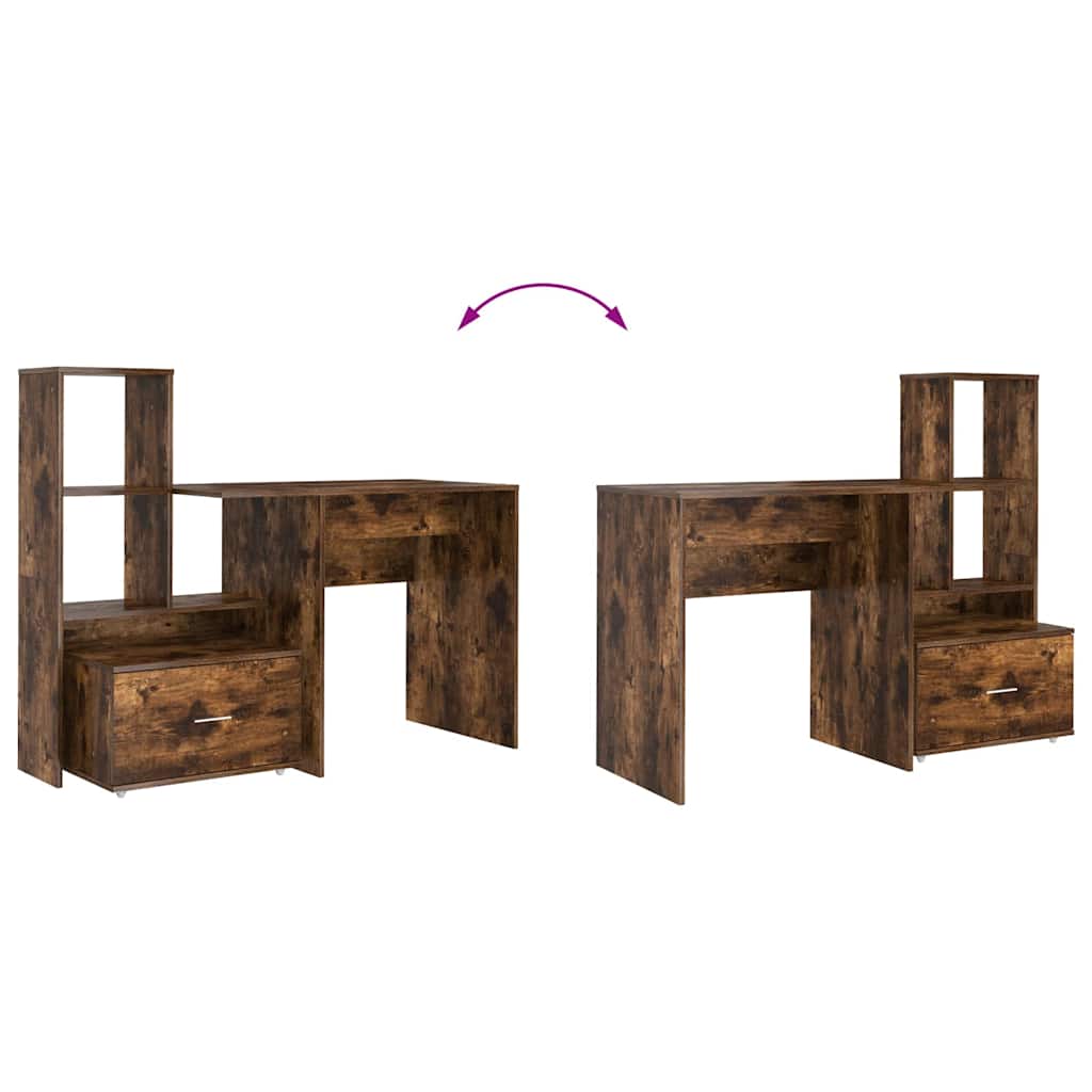 Schreibtisch mit Regal Geräucherte Eiche 131,5 x 50 x 106,5 cm