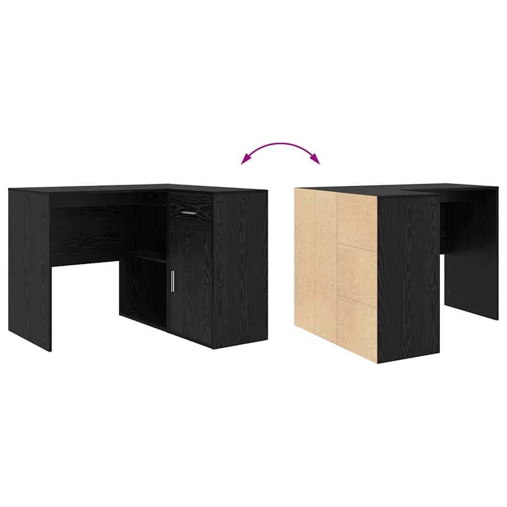 Eck-Schreibtisch Schwarz Eichen-Optik 102 x 88 x 75 cm