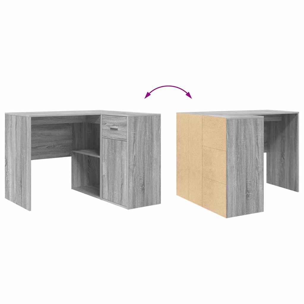Eck-Schreibtisch mit Schubladen Graues Sonoma 102 x 88 x 75 cm