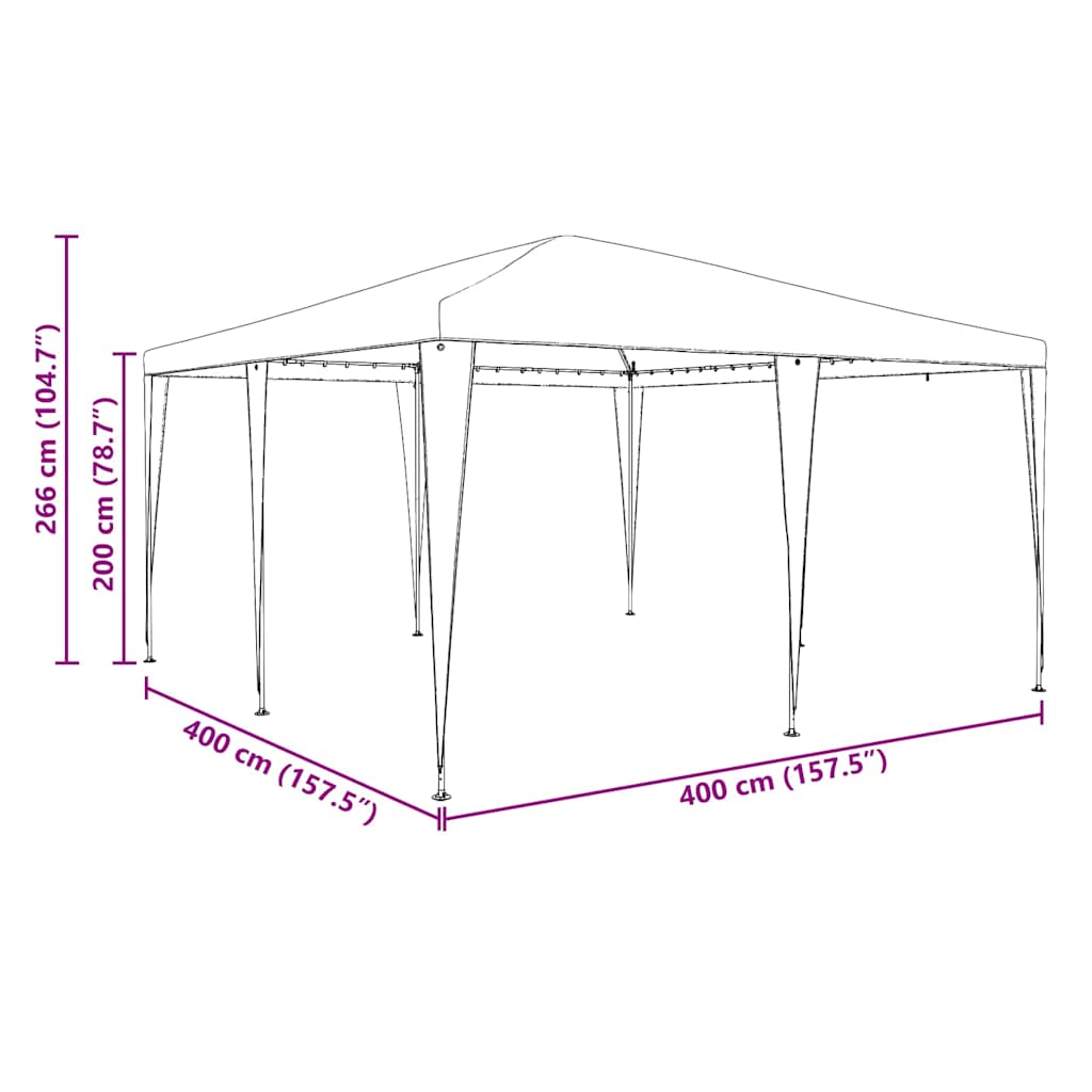 Party-Zelt Grün 400 x 400 x 266 cm Polyethylen und Stahl