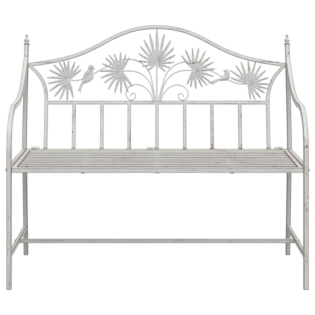 Gartenbank Antik Weiß 104 x 52,5 x 89 cm Stahl