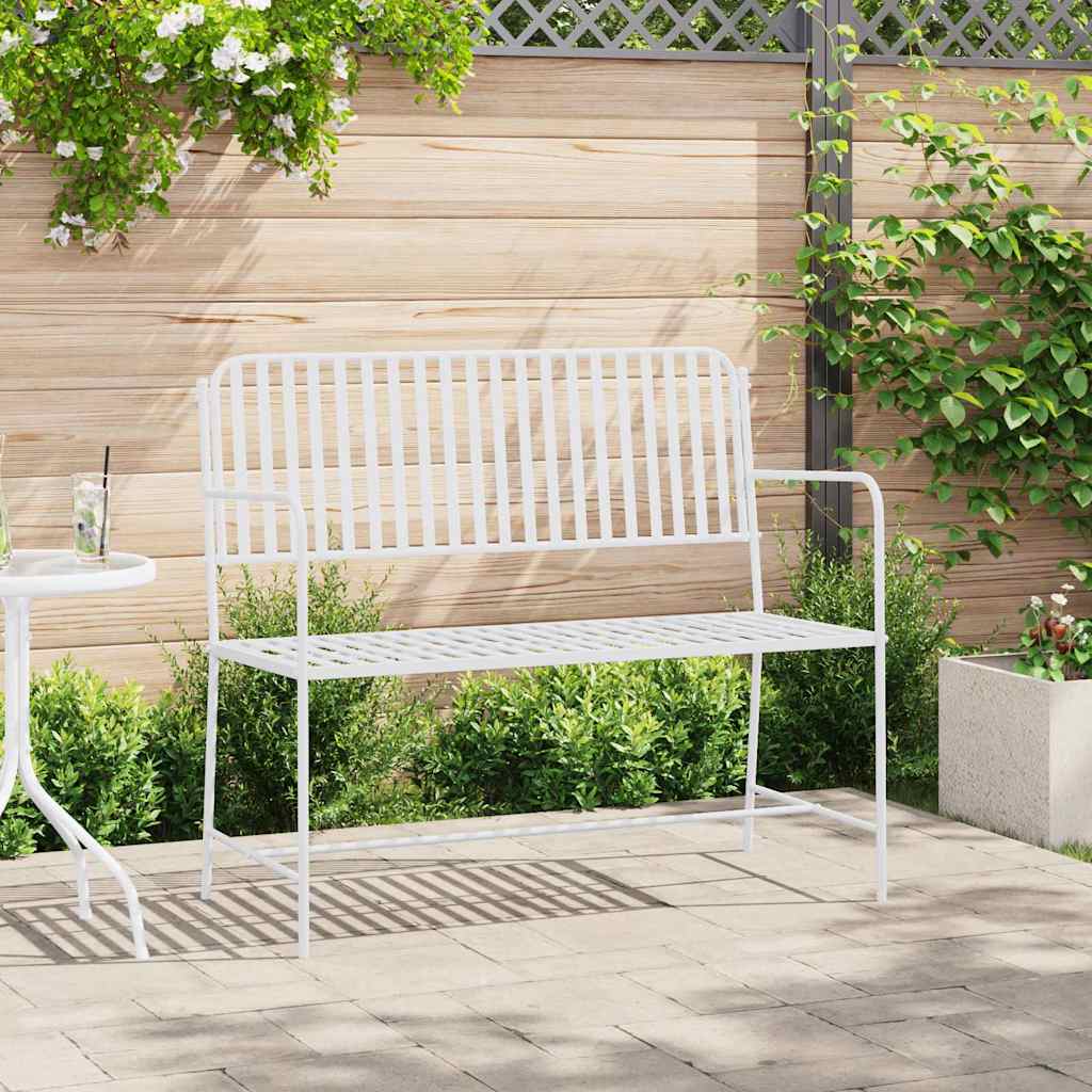 Gartenbank Einfarbig Weiß 103,5 x 51,5 x 90 cm Stahl
