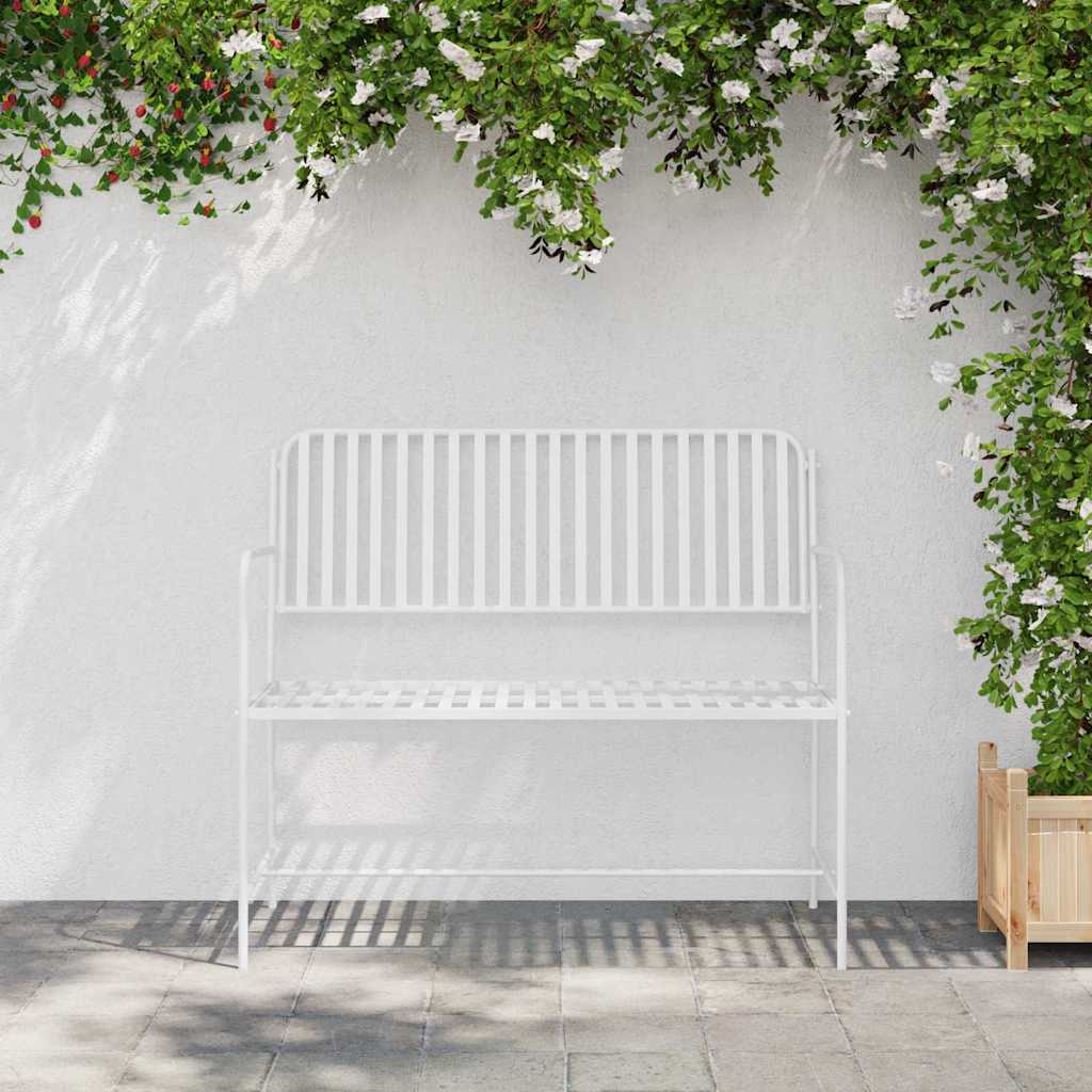 Gartenbank Einfarbig Weiß 103,5 x 51,5 x 90 cm Stahl