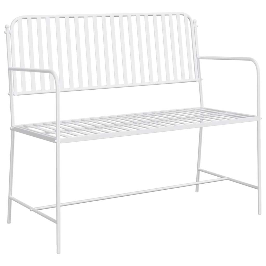Gartenbank Einfarbig Weiß 103,5 x 51,5 x 90 cm Stahl