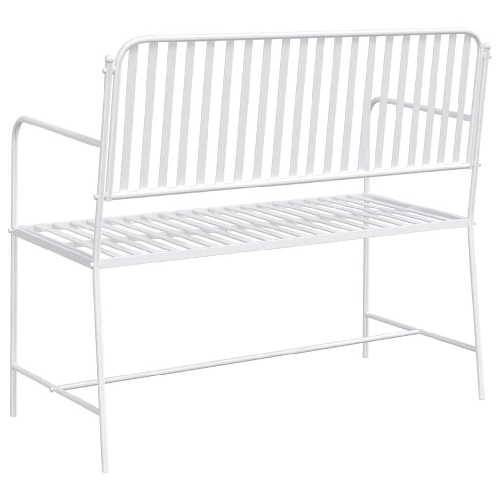 Gartenbank Einfarbig Weiß 103,5 x 51,5 x 90 cm Stahl