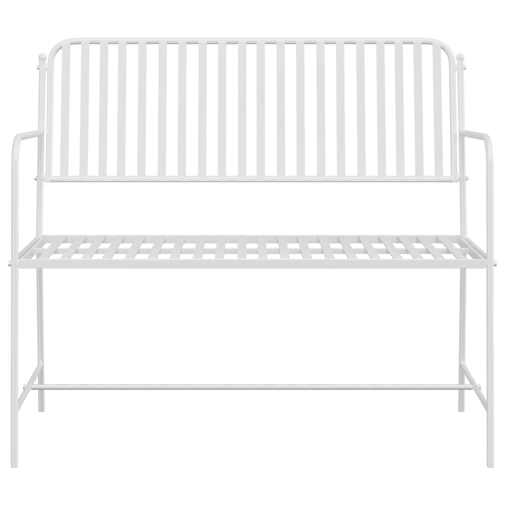 Gartenbank Einfarbig Weiß 103,5 x 51,5 x 90 cm Stahl