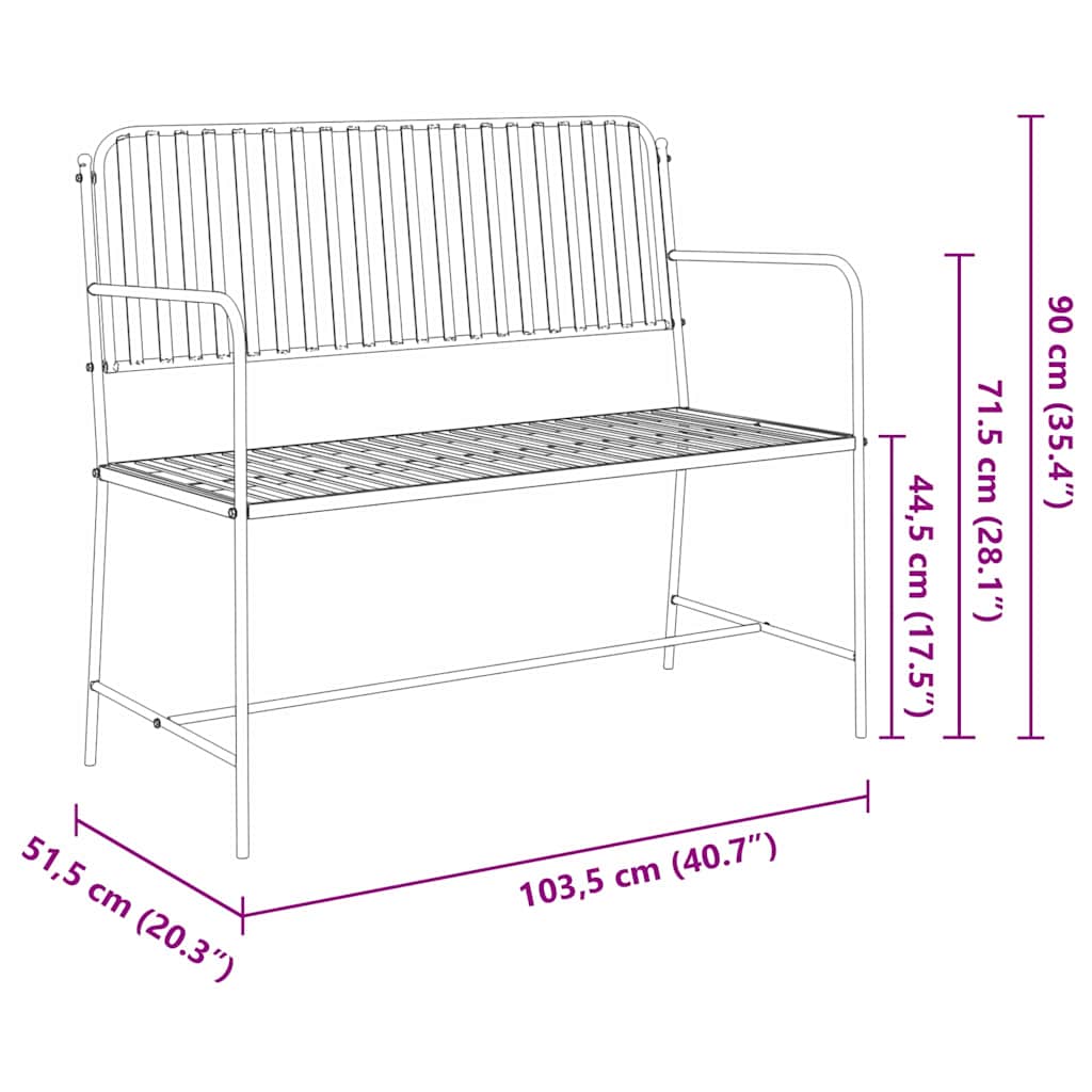 Gartenbank Einfarbig Weiß 103,5 x 51,5 x 90 cm Stahl