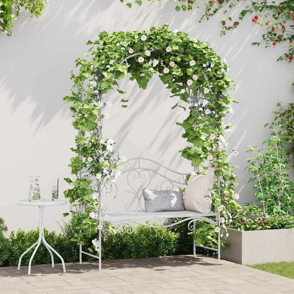 Gartenbank Antik Weiß 121 x 48 x 200 cm Stahl