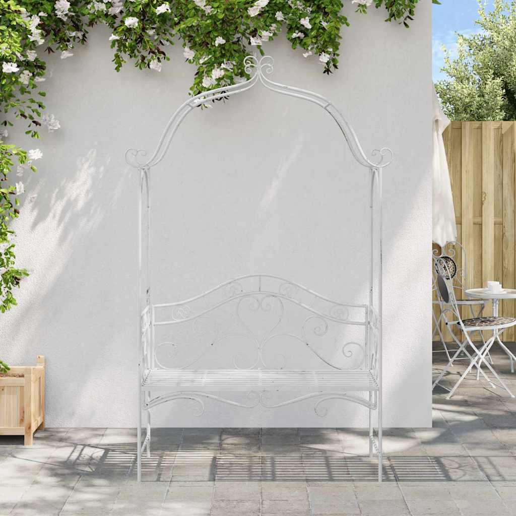 Gartenbank Antik Weiß 121 x 48 x 200 cm Stahl