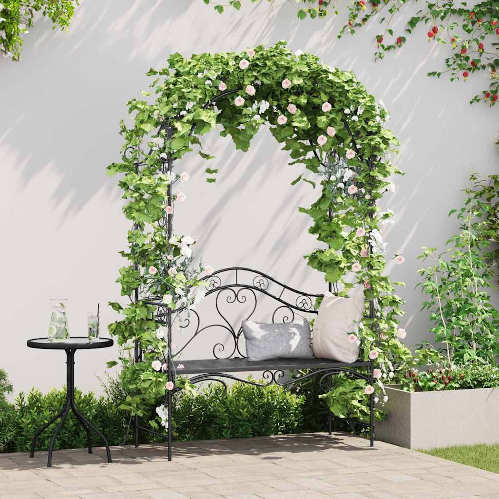 Gartenbank Schwarz 121 x 48 x 200 cm Stahl