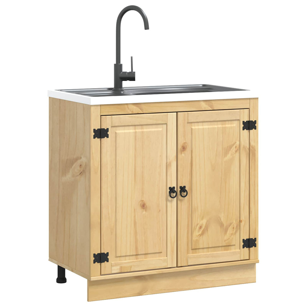 Schrank SKI Honigbraun 80 x 46 x 81 cm Massives Kiefernholz