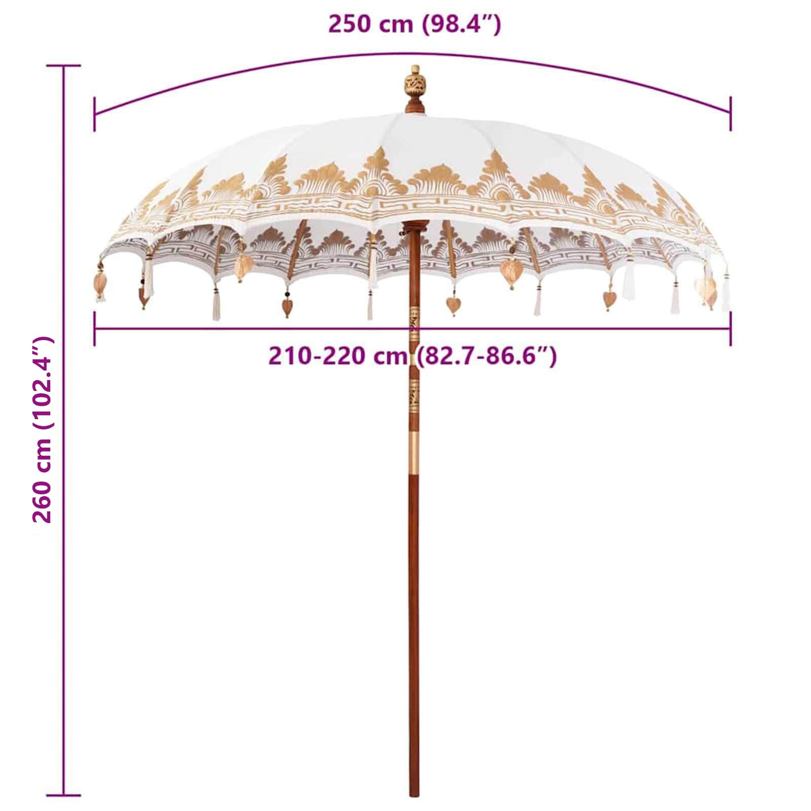 Balinesischer Sonnenschirm Creme 215 x 215 x 260 cm