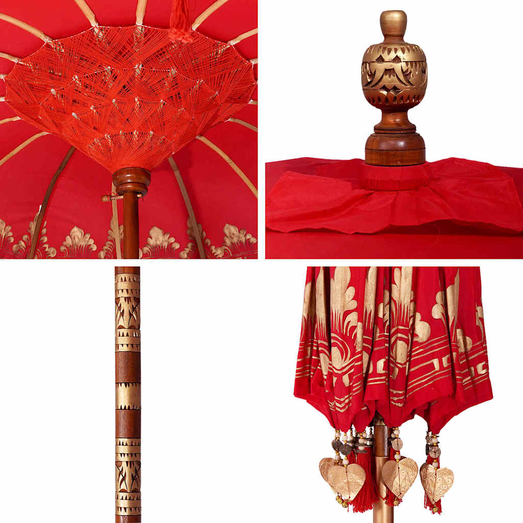 Balinesischer Sonnenschirm Rot 185 x 185 x 260 cm