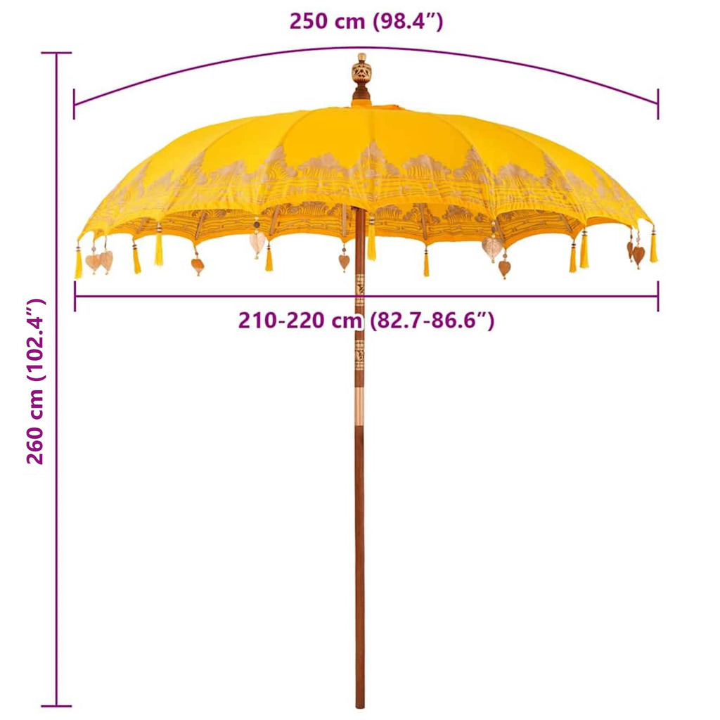 Balinesischer Sonnenschirm Gelb 215 x 215 x 260 cm