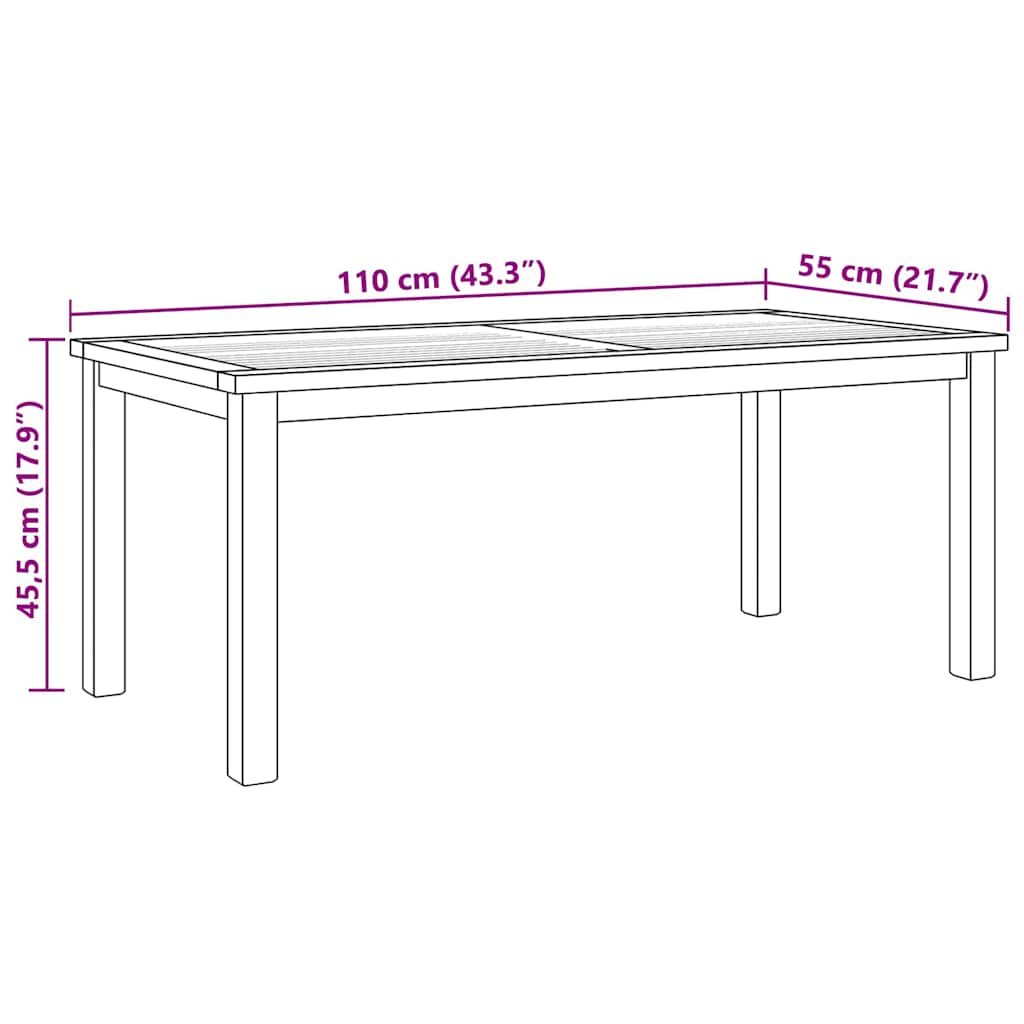 Couchtisch Braun 110 x 55 x 45 cm Massivholz Teak