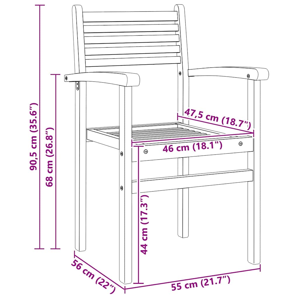 Stuhl 2 pcs Braun 56 x 55 x 90,5 cm Massivholz Teak