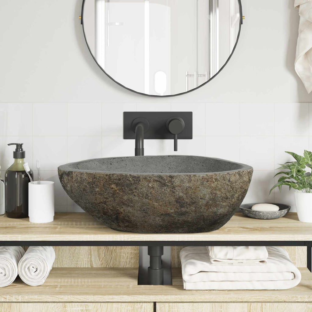 Flusssteinwaschbecken Hellgrau 52 x 40 x 15 cm Flussstein