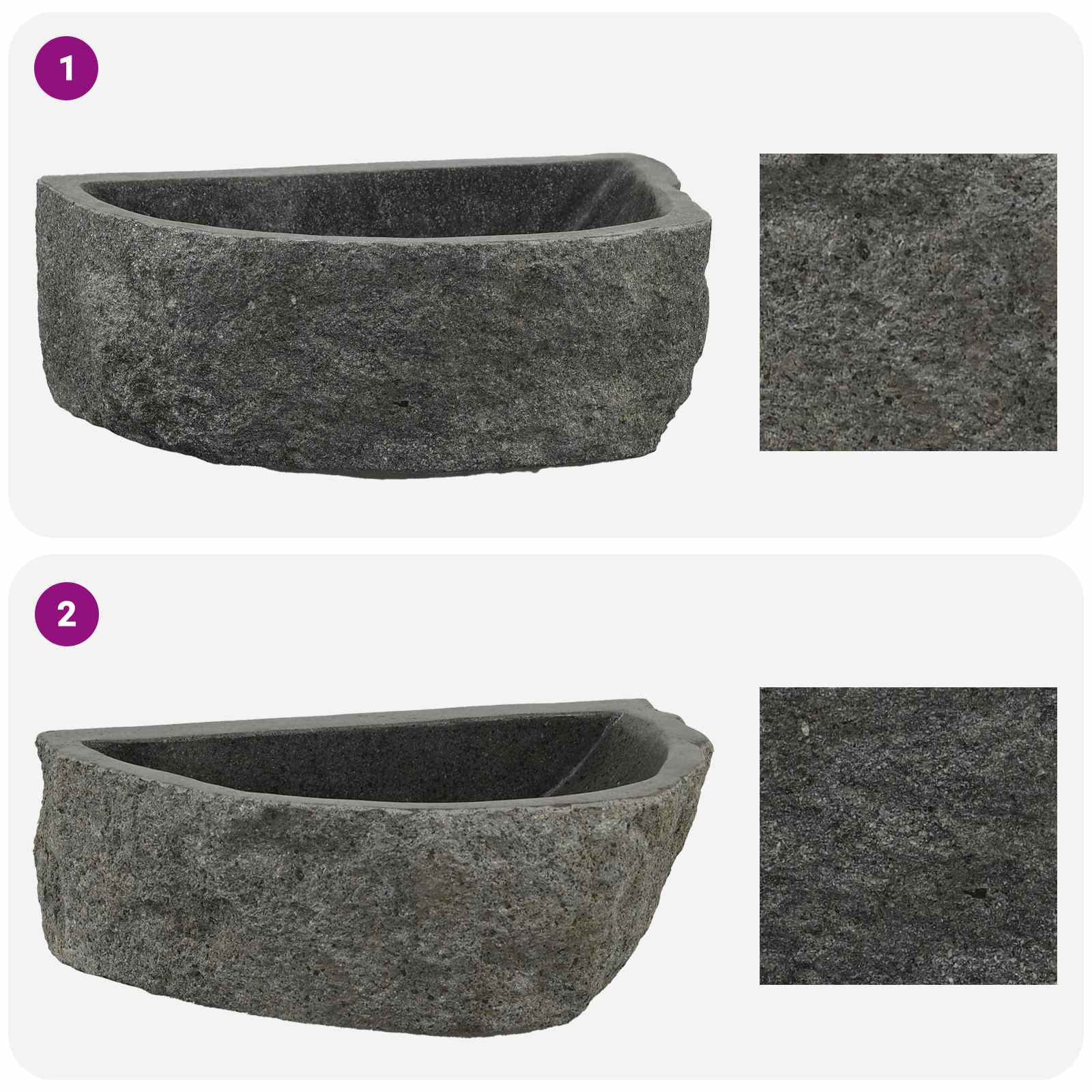 Wandmontiertes Waschbecken Grau 45 x 35 x 15 cm Flussstein