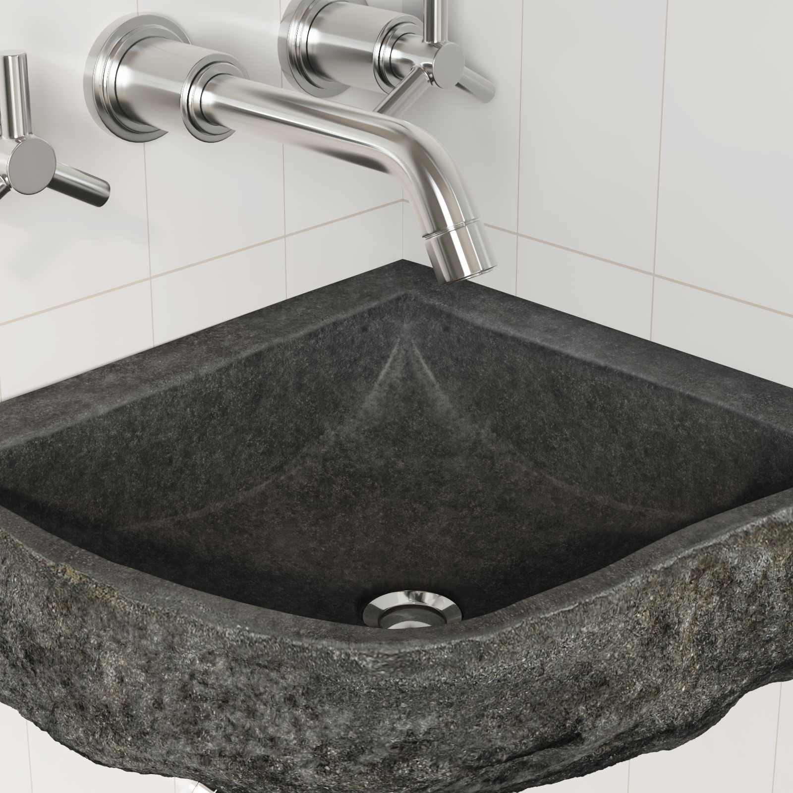 Waschbecken Grau (30-37) x (30-37) x 12 cm Flussstein