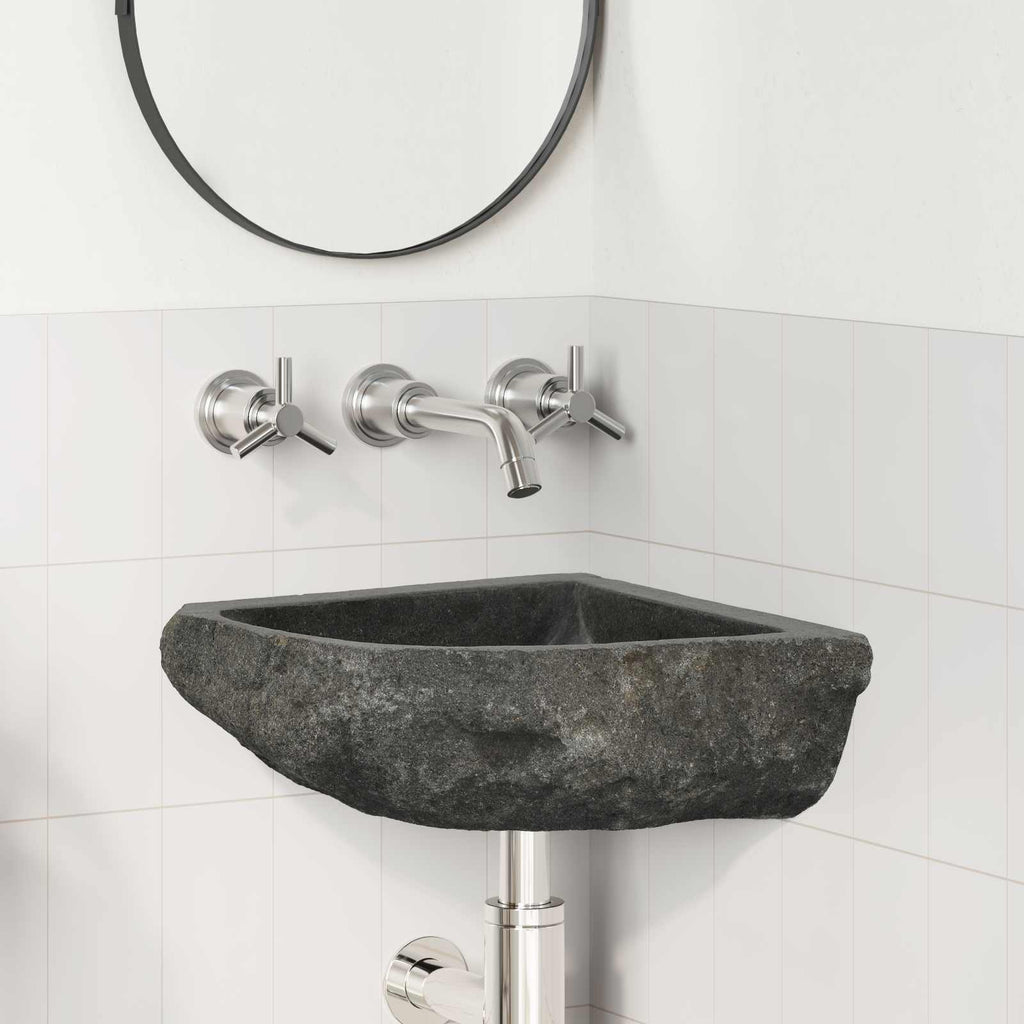 Waschbecken Grau (30-37) x (30-37) x 12 cm Flussstein