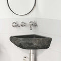 Waschbecken Grau (30-37) x (30-37) x 12 cm Flussstein