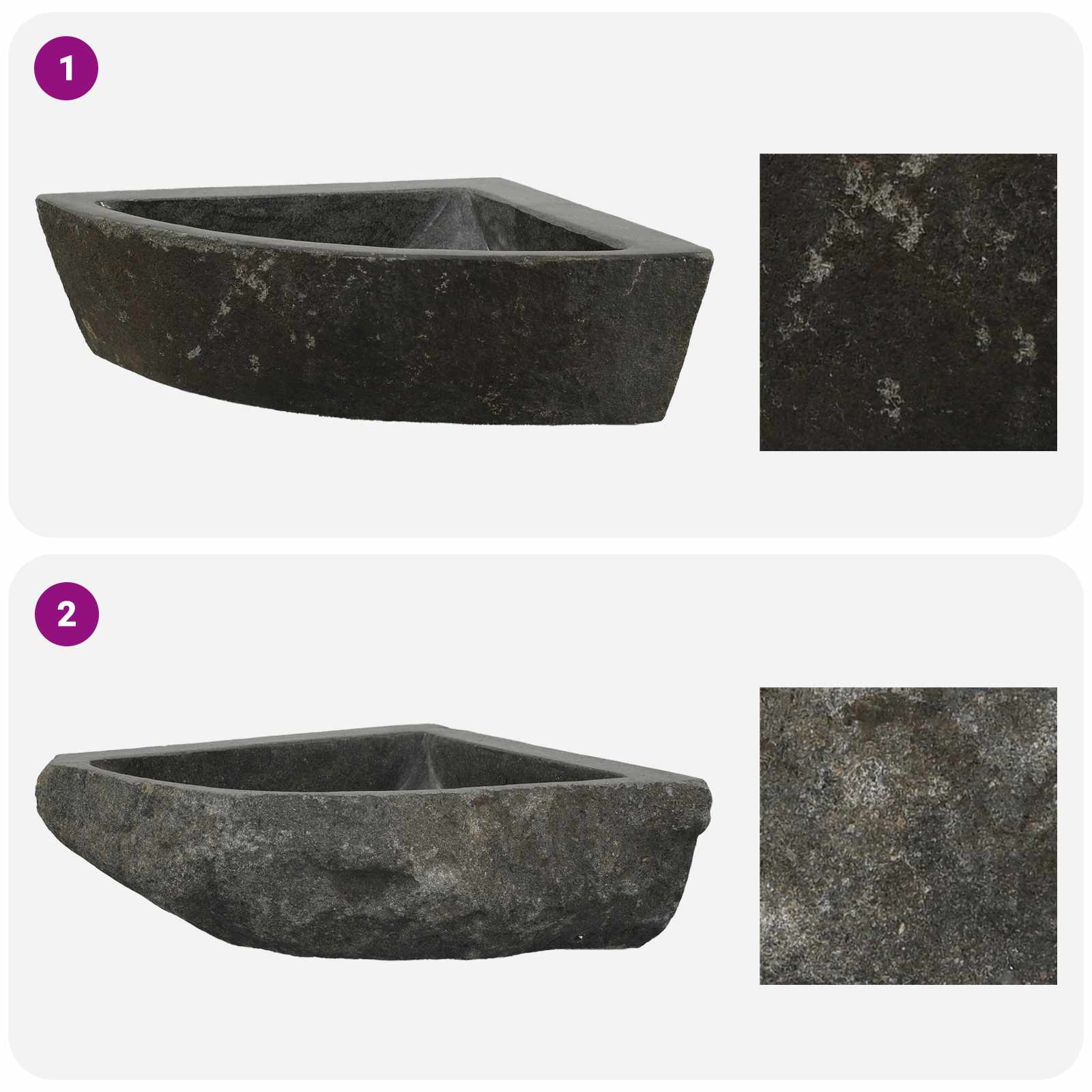 Waschbecken Grau (38-45) x (38-45) x 12 cm Flussstein